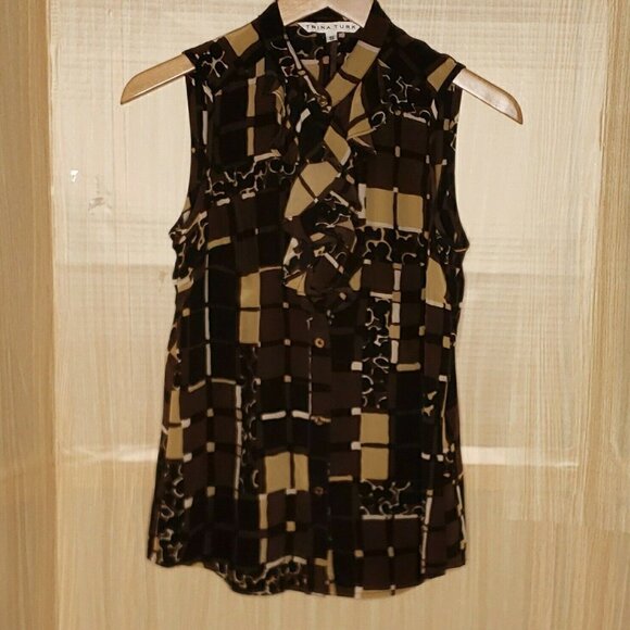 Trina Turk Womens Silk Sleeveless Geometric Print - Picture 1 of 5